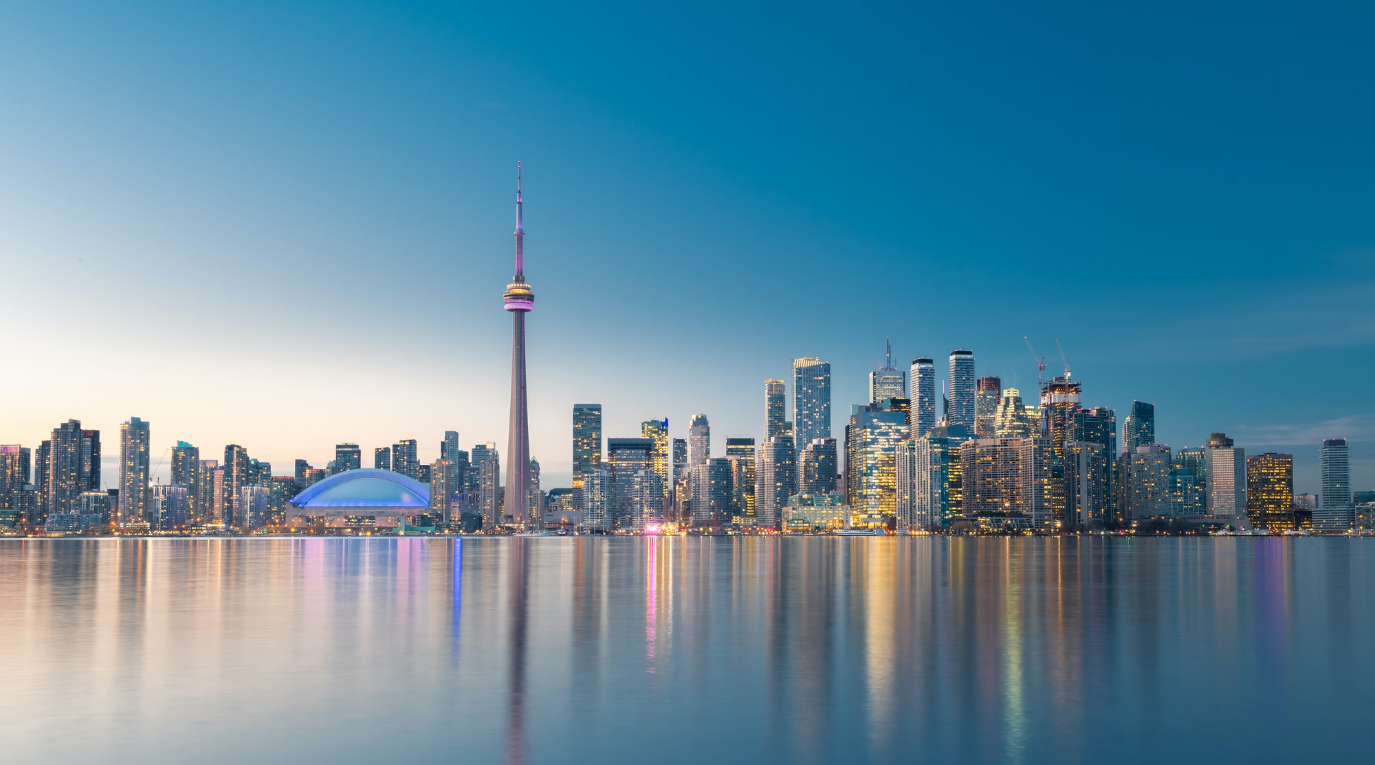 Toronto city skyline at night, Ontario, Canada